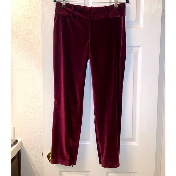 Alice & Olivia Stacey Slim Velvet Ankle Pants In Merlo - Picture 7 of 16